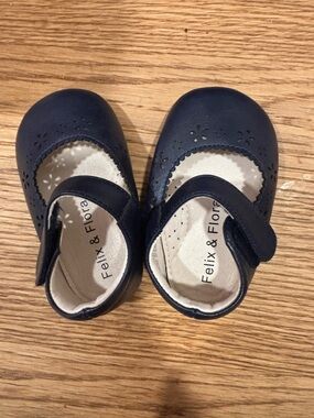 Felix & Flora Navy Mary Jane Baby Walker Shoes